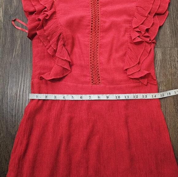 Hello Molly Red Ruffle Dress SZ 8 Layered Midi Romantic - Picture 12 of 15